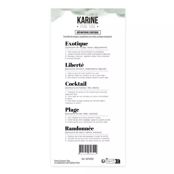 Tampons clear D�finitions Exotique - Pura Vida - Ateliers de Karine