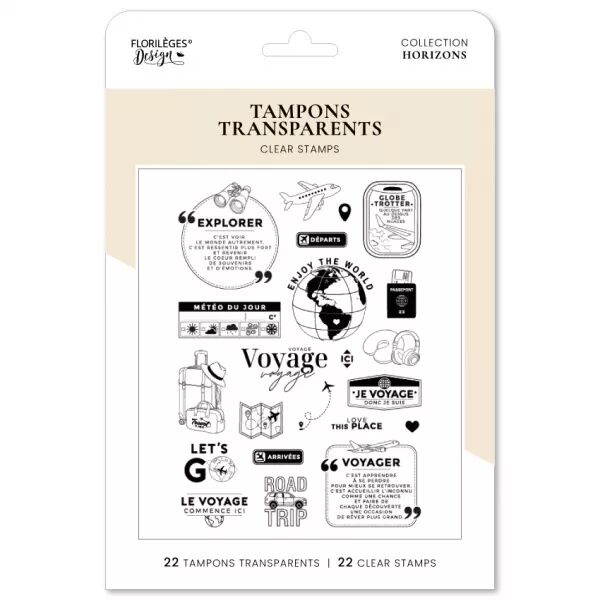 Tampons LE VOYAGE COMMENCE ICI - Horizons - Floril�ges Design