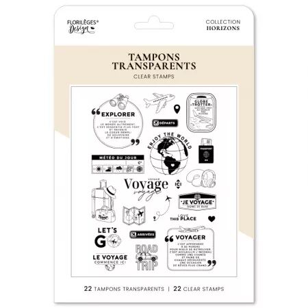 Tampons LE VOYAGE COMMENCE ICI - Horizons - Floril&egrave;ges Design