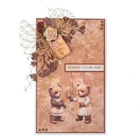 Unicolor paper pad - 15x30 - Teddy\'s tea time - Studio Light