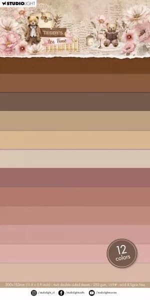 Unicolor paper pad - 15x30 - Teddy\'s tea time - Studio Light