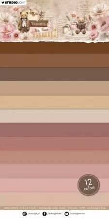 Unicolor paper pad - 15x30 - Teddy\'s tea time - Studio Light