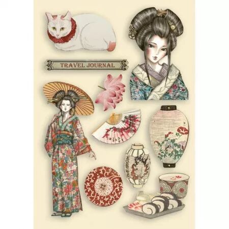 Wooden Shapes - Lady - Sir Vagabond in Japan - Stamperia
