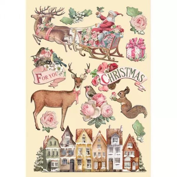 Wooden Shapes - Pink Christmas - Stamperia